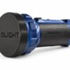 Protective lens cover fitted to a blue Olight Marauder 3 flashlight on a white background. Cover only; flashlight not included.
