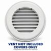 B&B CoolVent 94272 shown only for compatibility identification. Visible caption: VENT NOT INCLUDED - COVERS ONLY. Compatible vent shown for reference.